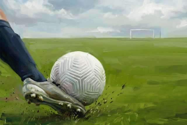 kicking-white-soccer-ball-on-grass