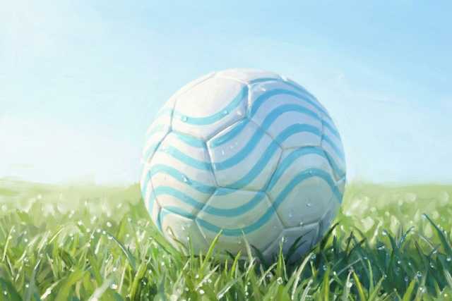 soccer-ball-blue-wave-pattern-on-grass
