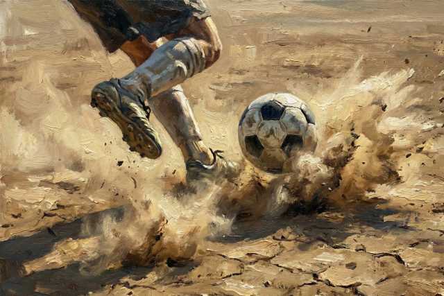 soccer-ball-kicked-on-dry-dirt-field-with-dust